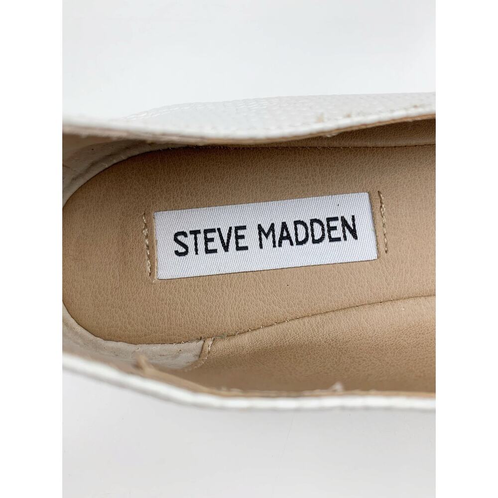 Steve Madden Feather Flats White Faux Leather Pointed Toe Loafers Women's 7.5 - Picture 4 of 9